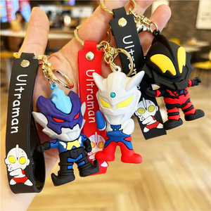 Customized wholesale Japanese anime keychains 3D Ultraman Tiga Ultraman Zero PVC rubber silicone keychains