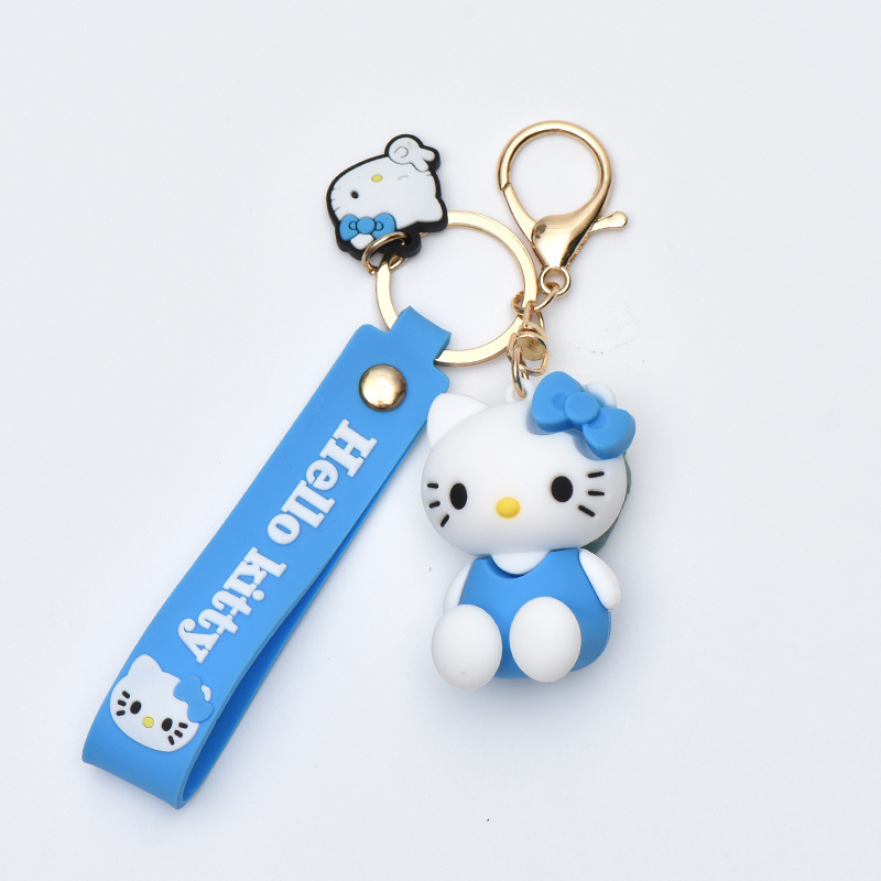 Wholesale Promotional Custom 3D Cute Hello Kitty Key Chain Big-Eared Dog Frog Rubber PVC Keychain Sanrio Hello Kitty Collection