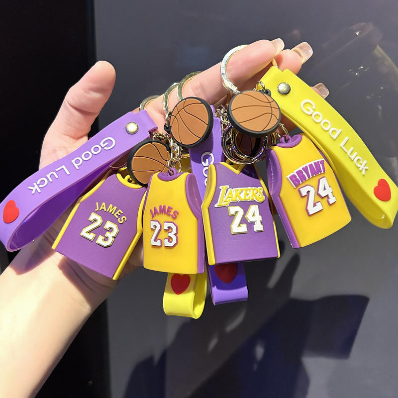 NBA Basketball jersey keychain Kobe 24 jersey James 23 jersey keychain backpack PVC doll pendant car keychain