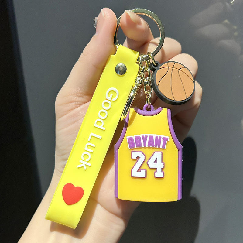 NBA Basketball jersey keychain Kobe 24 jersey James 23 jersey keychain backpack PVC doll pendant car keychain