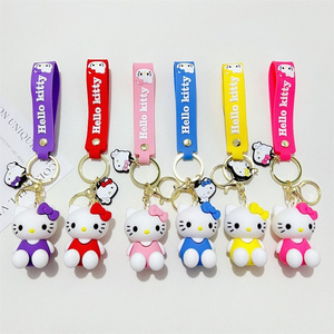 Wholesale Promotional Custom 3D Cute Hello Kitty Key Chain Big-Eared Dog Frog Rubber PVC Keychain Sanrio Hello Kitty Collection