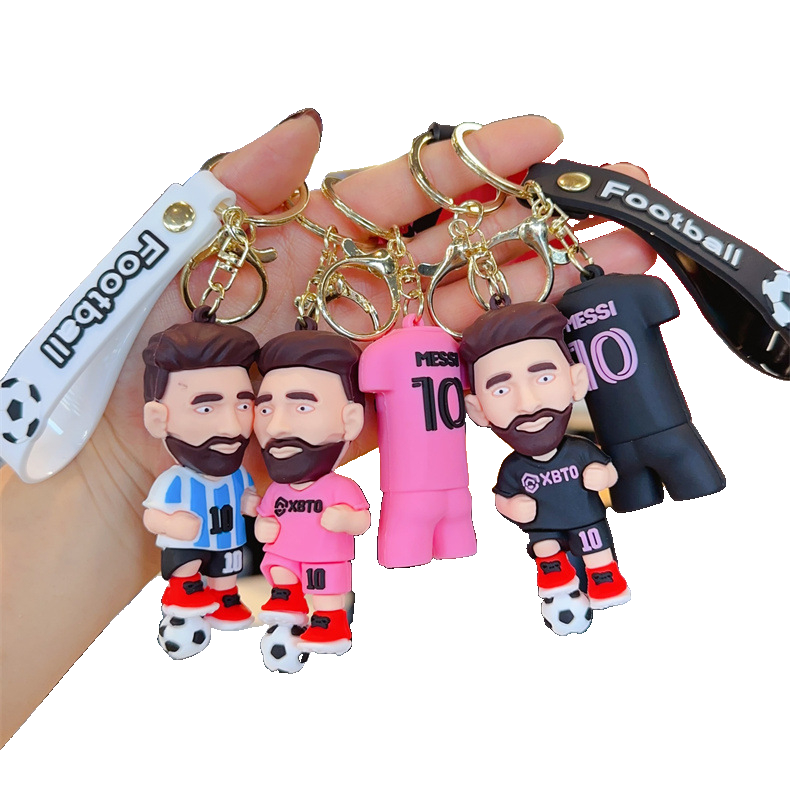 Wholesale superstar Messi International Miami Hot Football Keychain Pendant Car Keychain Jewelry Book Bag Hanging Keychain