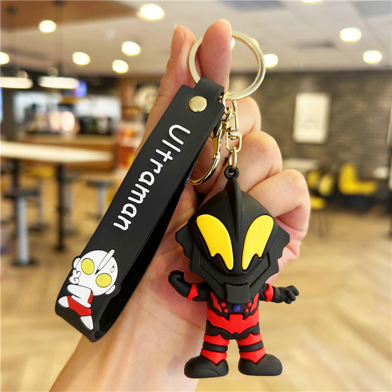 Customized wholesale Japanese anime keychains 3D Ultraman Tiga Ultraman Zero PVC rubber silicone keychains