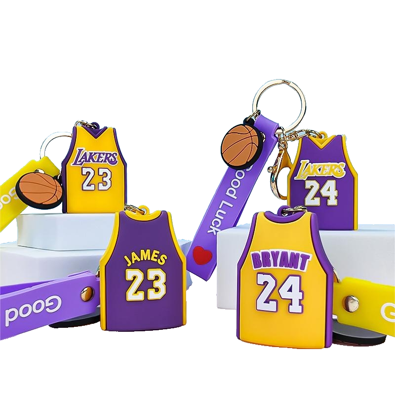 NBA Basketball jersey keychain Kobe 24 jersey James 23 jersey keychain backpack PVC doll pendant car keychain