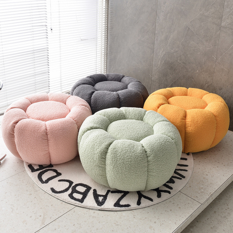 Cute Pumpkin Shaped Melon Velvet Lazy Sofa Modern