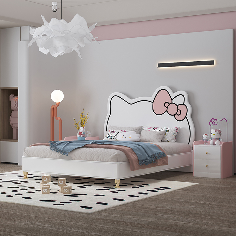 Kitty cat featured kids' bed for girls