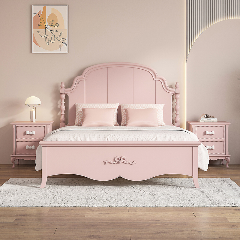 Hot sales princess pink MDF adult and kids bed