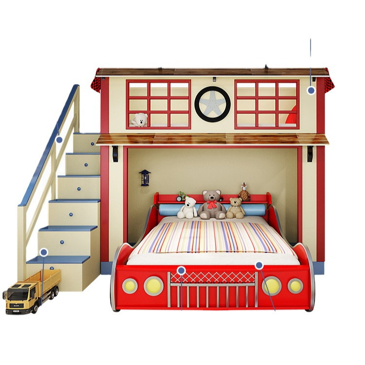 New style kids bed with ladders and drawers  multifunction bedroom furniture children bed car for boy bunk beds for hostels