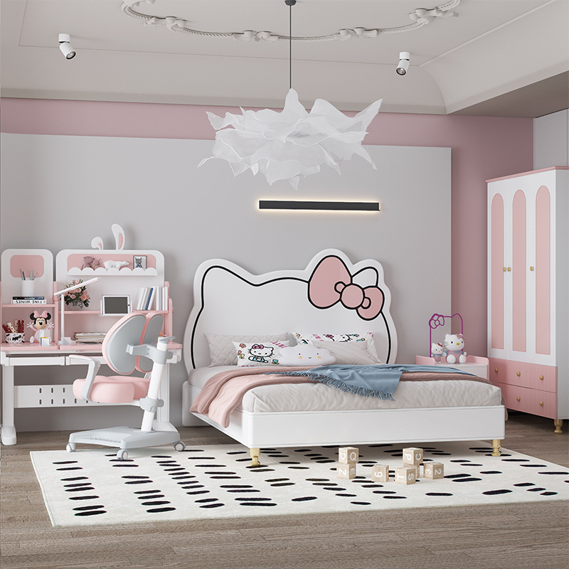 Kitty cat featured kids' bed for girls