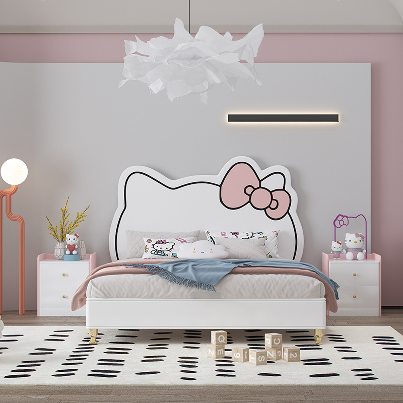 Kitty cat featured kids' bed for girls