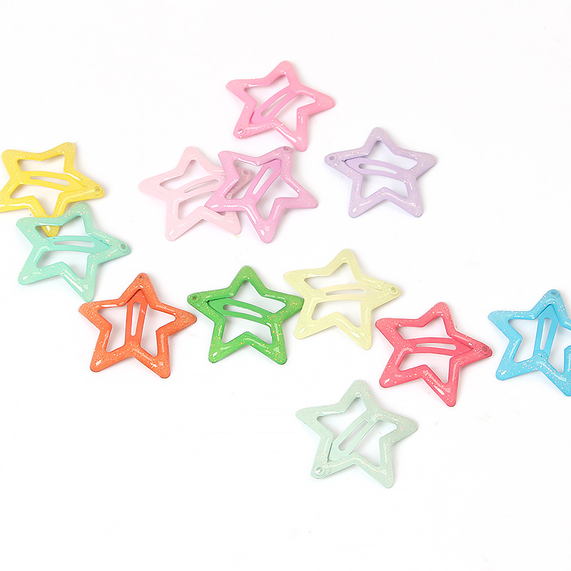 Cute Kids Hair Clips - Metal Candy-colored Star Shape BB Hairpins and Hair Clip Set