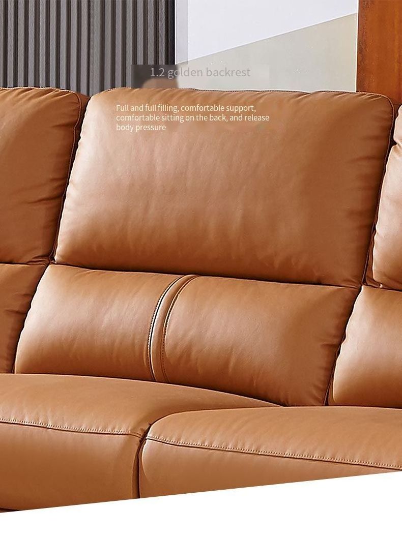 29070B-1 quanu orange leather sectional sofa living room furniture multifunctional electric recliner sofa