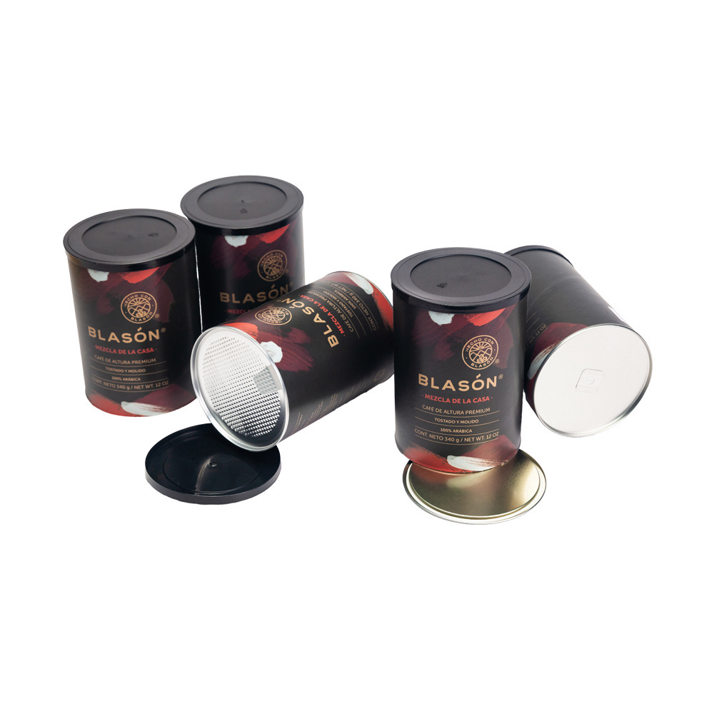 Custom Printed airtight coffee tin can packaging coffee tubes packaging with one way valve 400g