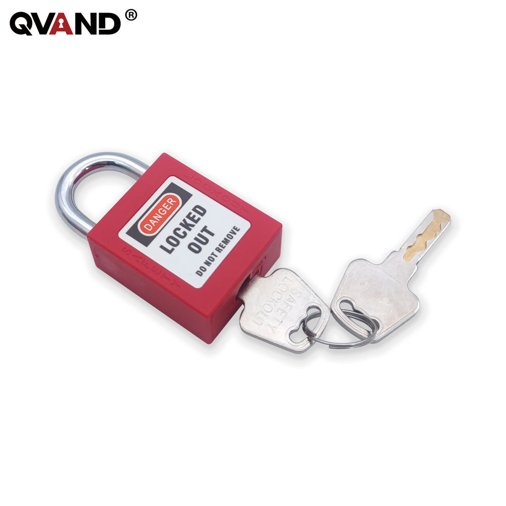 QVAND China OEM high quality best coloured steel shackle security safety lockout tagout padlock 25mm loto lock