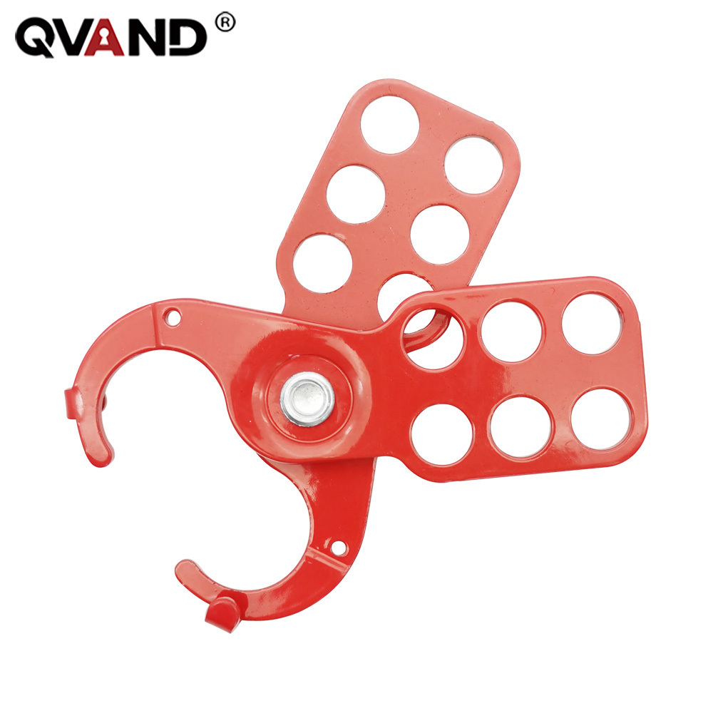 QVAND steel lockout safety hasp with 6 holes 38mm hook multi-person management padlock RED LOTO