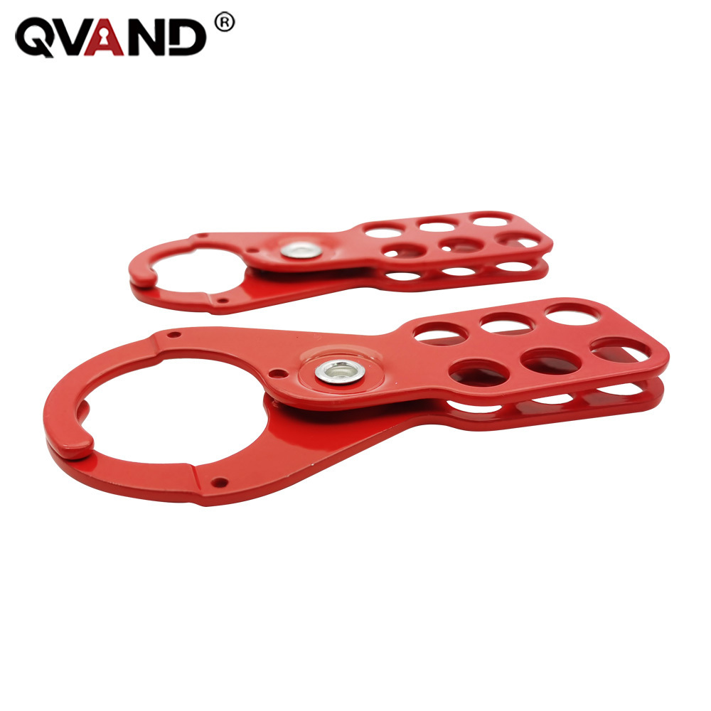 QVAND steel lockout safety hasp with 6 holes 38mm hook multi-person management padlock RED LOTO