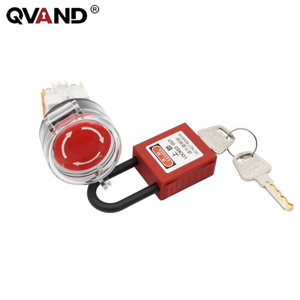 QVAND push button switch Lockout device Emergency stop button switch safety lock locks  LOTO Tagout