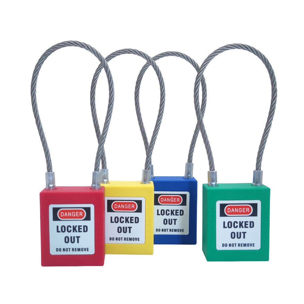 QVAND 90mm  OEM Master Long Steel cable Shackle Safety Padlock LOTO Lockout keyed alike