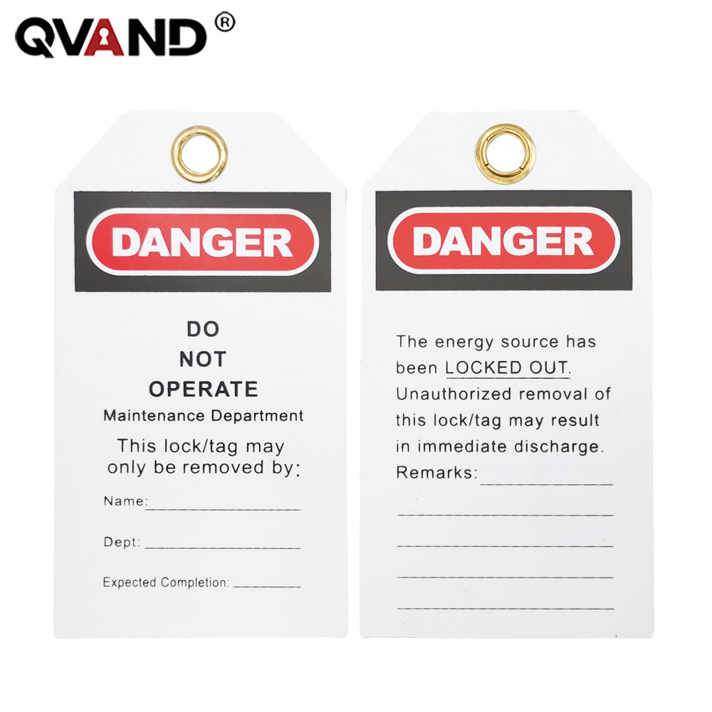 QVAND electrical Safety Lockout Tagout  LOTO tag lock out  Danger PVC warning Tag