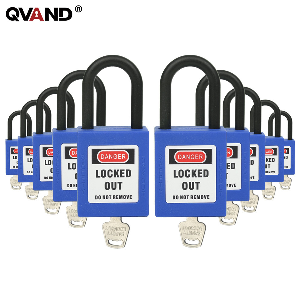 QVAND safety plastic padlocks blue with master key non conductive insulated china lockout