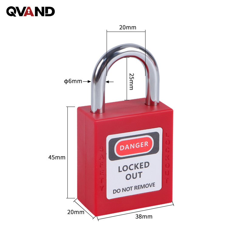 High-Security Small Steel Shackle Lockout-Tagout LOTO Padlock with Master Keys Red Safety Lockout-Tagout