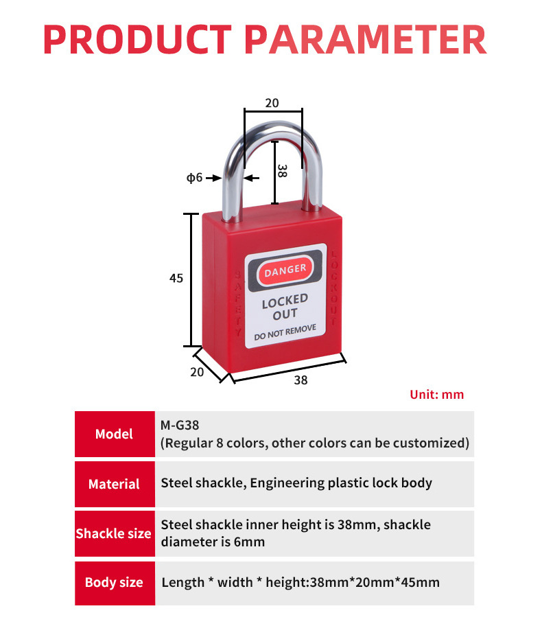 Supplier Wholesale Prices 25mm Steel Shackle Mini Nylon Safety Padlock with Industrial Master Key LOTO lock Lockout Tagout