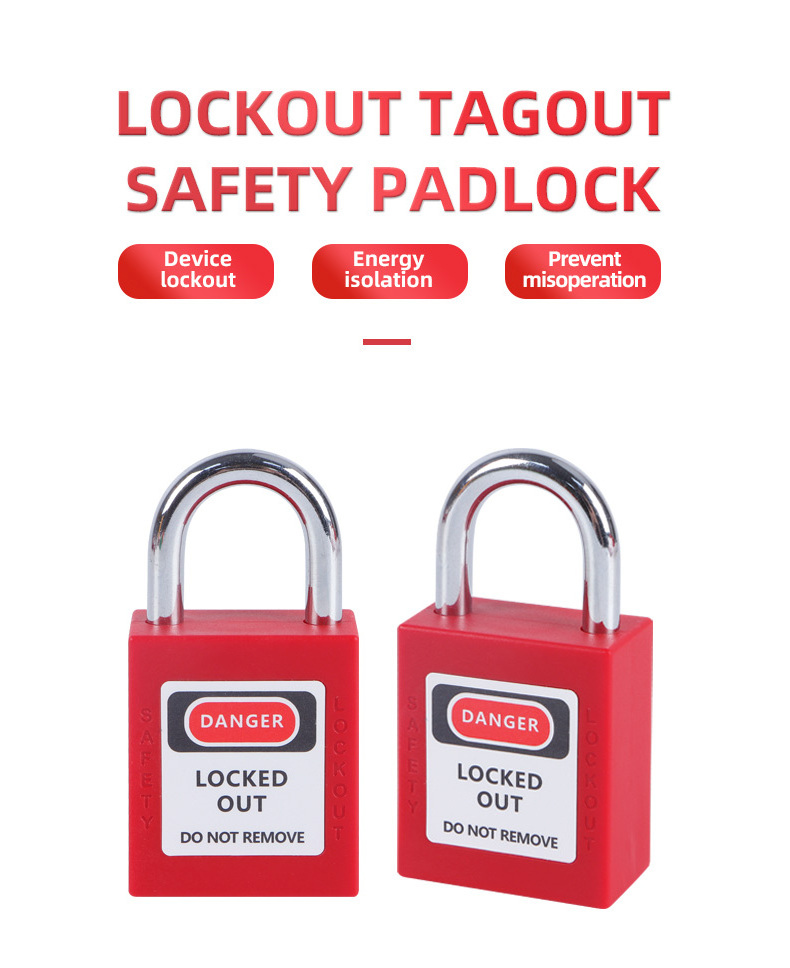 Supplier Wholesale Prices 25mm Steel Shackle Mini Nylon Safety Padlock with Industrial Master Key LOTO lock Lockout Tagout