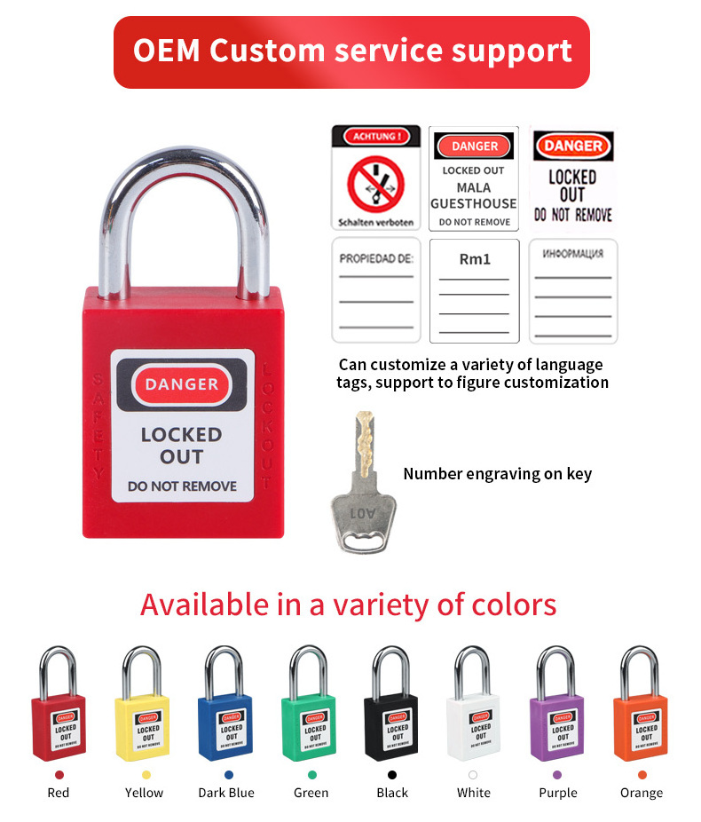 Supplier Wholesale Prices 25mm Steel Shackle Mini Nylon Safety Padlock with Industrial Master Key LOTO lock Lockout Tagout