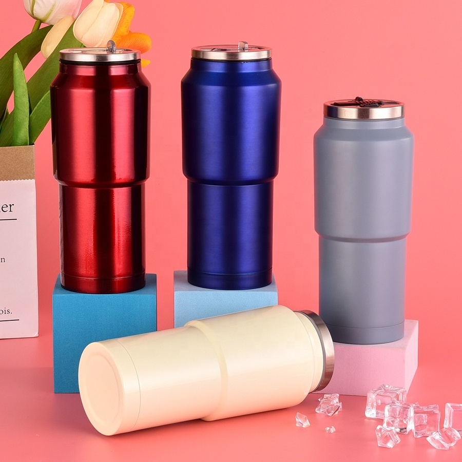 Durable Using 400ml Can Shaped Tumbler Stainless Steel Double Wall Vacuum Insulated Can Sippy Cup For Adults