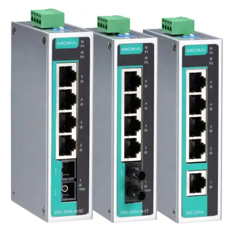 5-port Industrial Ethernet Switch EDS-205A Industrial Network Switch New Original POE Stock 16 Full-duplex & Half-duplex