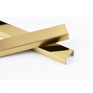 Golden Mirror Right Angle Stainless Steel Tile Edge Trim After Tiling Pvd Coat Tile Trim