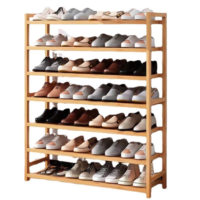 Bamboo Multifunctional Household 6 Tier Floor Standing Shoe Cabinet Bamboo Shoe Storage Rack