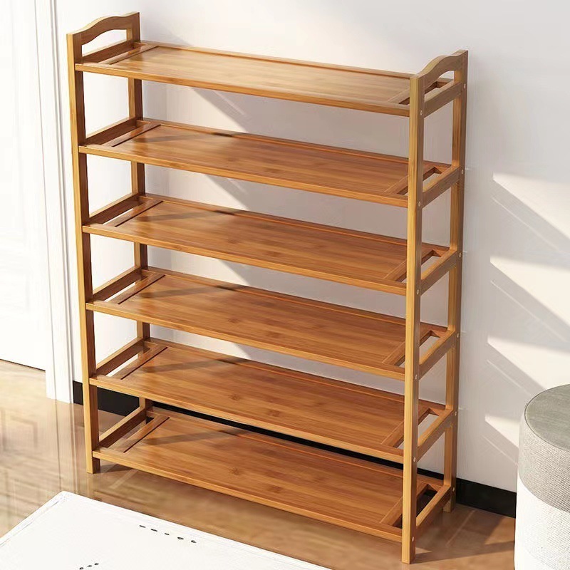 Bamboo Multifunctional Household 6 Tier Floor Standing Shoe Cabinet Bamboo Shoe Storage Rack