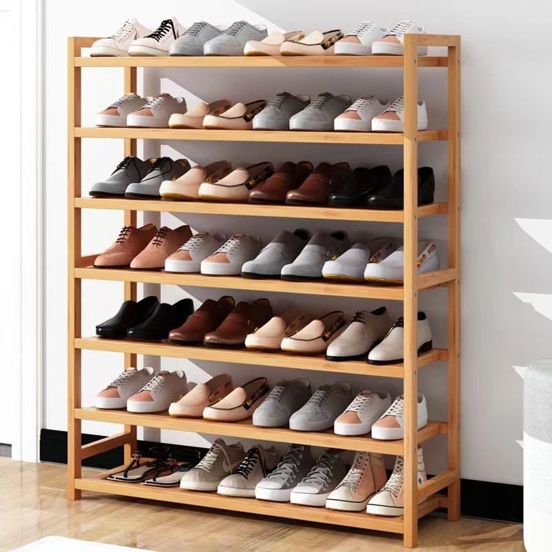 Bamboo Multifunctional Household 6 Tier Floor Standing Shoe Cabinet Bamboo Shoe Storage Rack