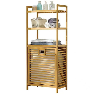 Bamboo Storage Rack Dirty Clothes Laundry Hamper Basket Bathroom Storage Rack Shelf Organizer