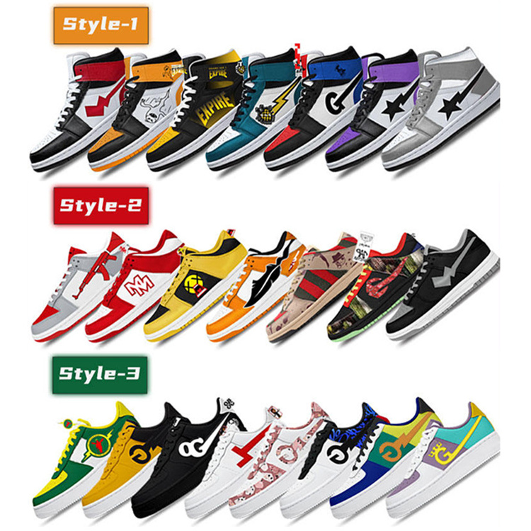 Original Customized Logo Men's Blank Skateboard Manufacturer Basketball Custom Low Cut High Top Casual Leather Sneakers Shoes