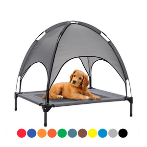 Lower Price Portable Chew Proof Raised Waterproof Easy To Carry Pet Folding Outdoor Elevated Dog Bed With Canopy