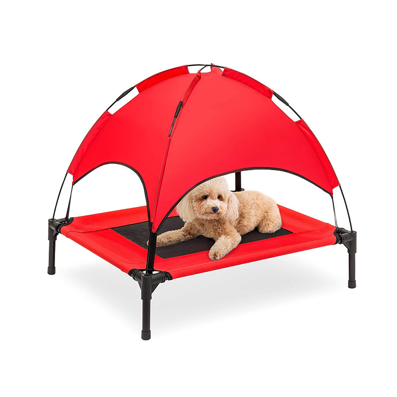 Lower Price Portable Chew Proof Raised Waterproof Easy To Carry Pet Folding Outdoor Elevated Dog Bed With Canopy