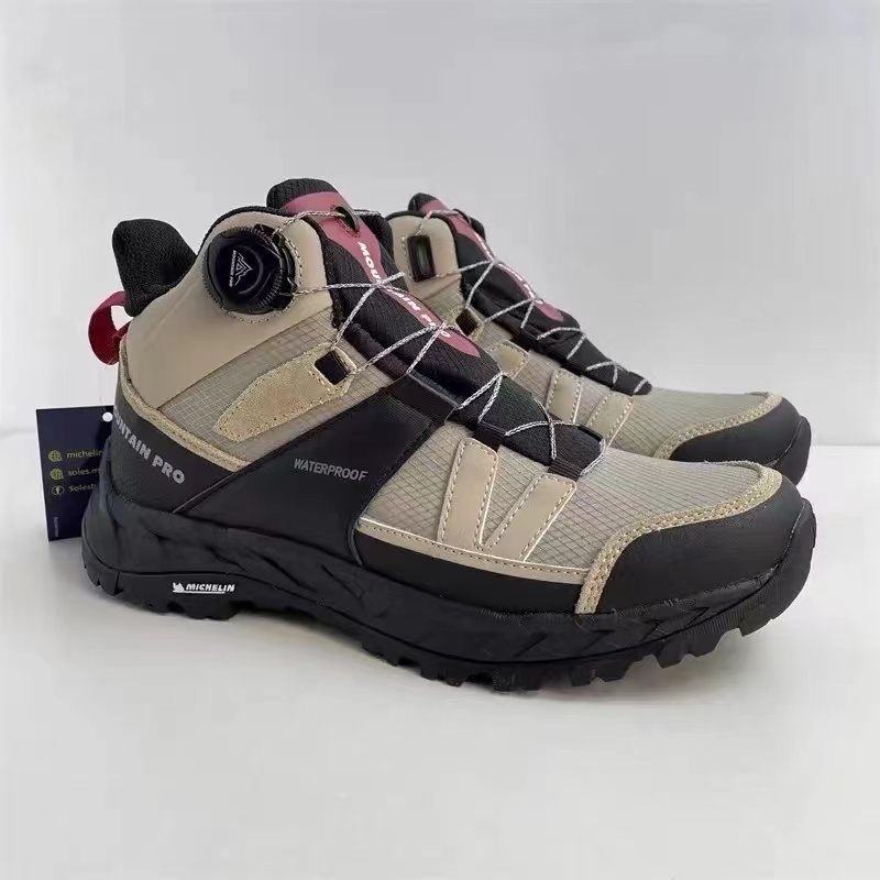 Men's Winter Outdoor Hiking Shoes Waterproof Leather Athletic Trekking Sneakers with Breathable Rubber Insole Anti-Slip Feature