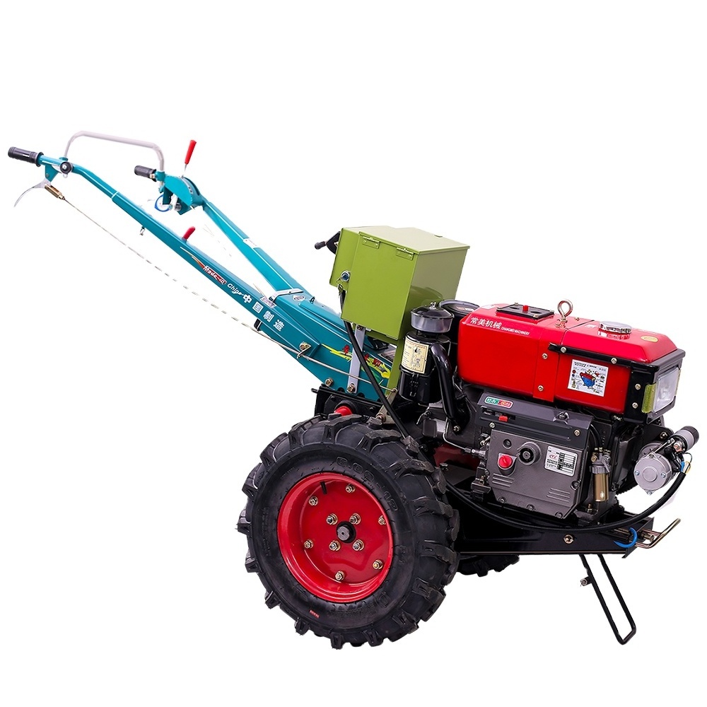 Small horse power paddy two wheel tractor mower weeder tiller farm machines reversible plough mud wheel walking tractor