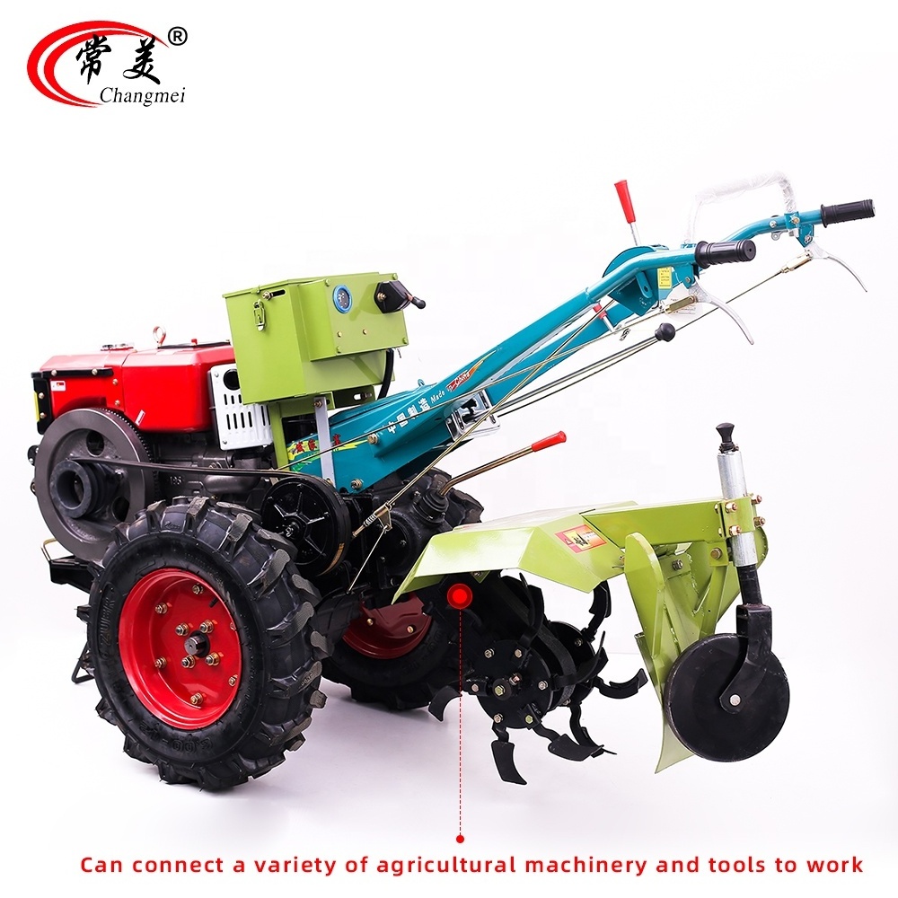 10HP Diesel Engine Walking Tractor Water Cooled Condensing Durable High Quality Mini Tiller Hand Tiller for sale