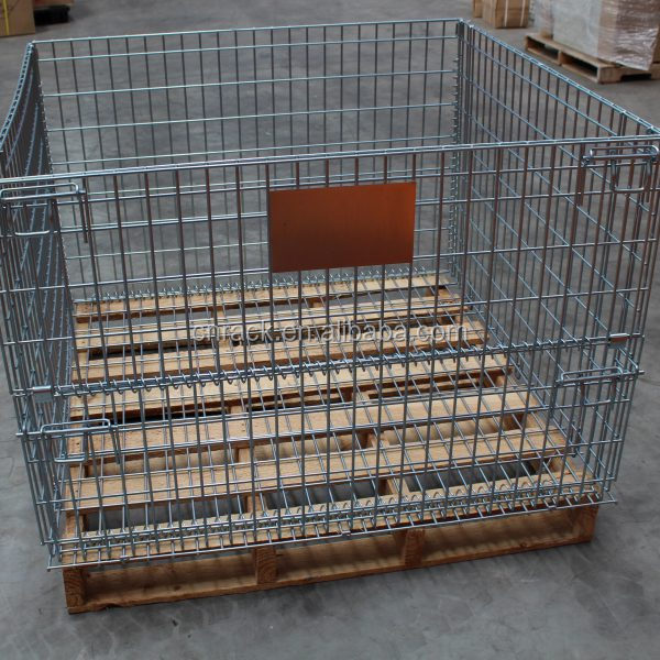 Wire rack stack cage forklifts stacking containers wholesale folding stacking cage