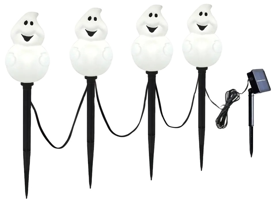 Hot sell Halloween Ghost Pathway Lights Outdoor Set of 4 Solar Pre-lit Ghost Pathway Markers Stake Waterproof for Path Pathway