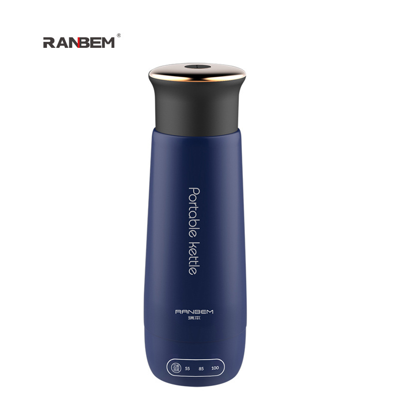 RANBEM 300ml Electric Hot Water Cup Stainless Steel Water Warmer Bottle Portable Heating Kettle Car Electric Kettle