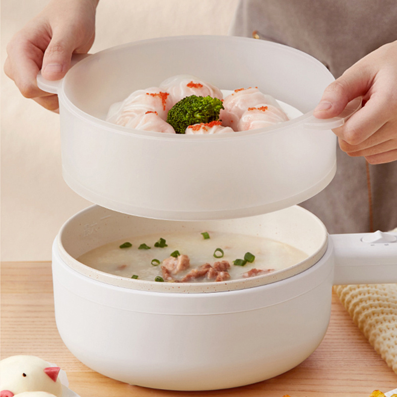 RANBEM Electric Soup Pot Rapid Noodles Cooker Multi-funct Electric Mini Hot Pot with Steamer for Noodles Eggs Dumplings Soup