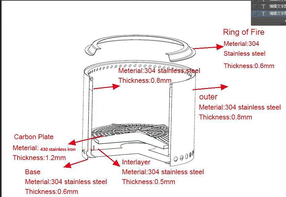 Smokeless fire pit with  Stand Portable Fire Pit Stainless Steel for Wood Burning and Low Smoke Great Camping Stove