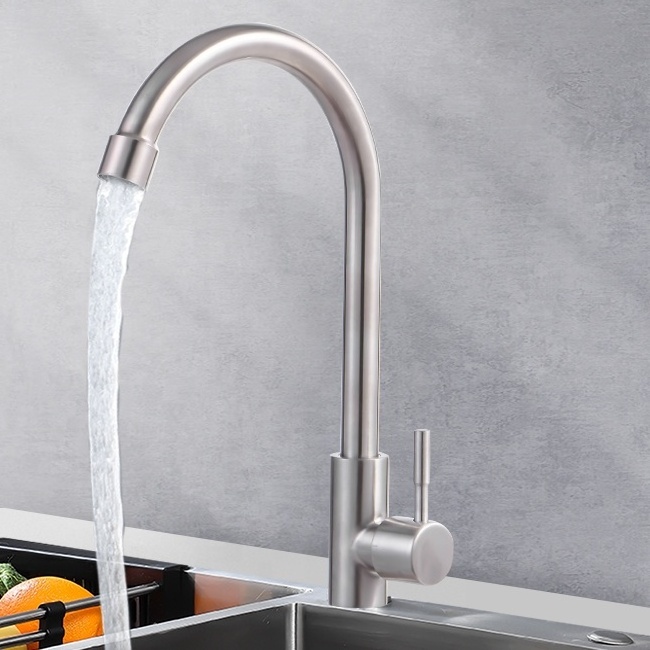 New factory good quality new material silver basin faucet /swan neck taps for kitchen basin