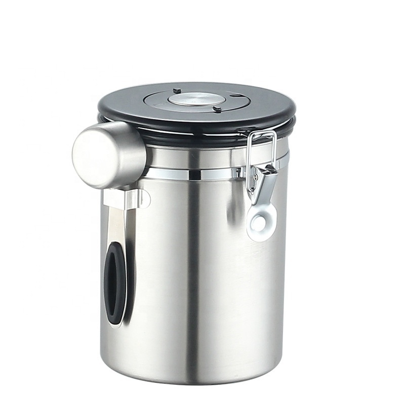 Stainless steel sealed coffee can with spoon and can be used for ventilation and preservation of tea and milk powder can