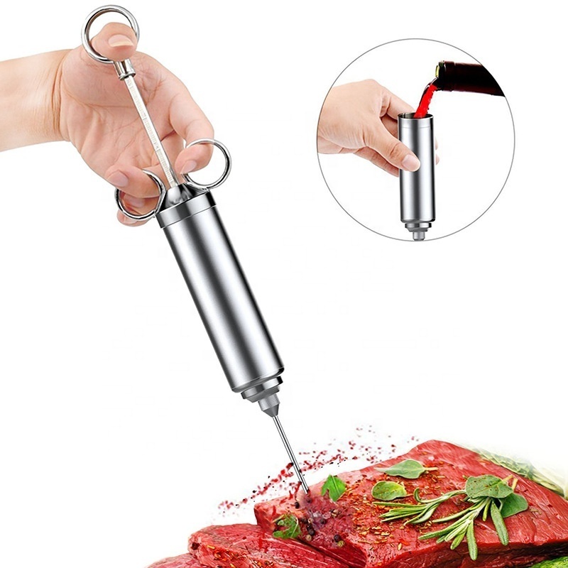 Kitchen Accessories Meat Injector Syringe for BBQ Smoker Steak Turkey Needle