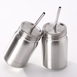 Wholesale custom made embossed Drinking wide mouth stainless steel mason jar